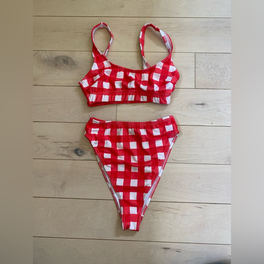 ASOS gingham bathing suit super high waist